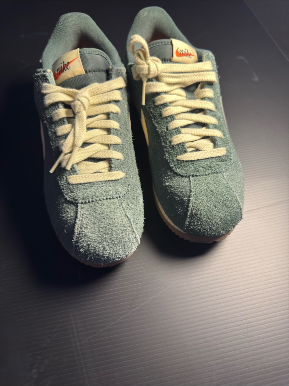 Nike Kids Suede Sneakers in Green and Cream
